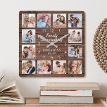 Horloge Carrée Family Is Everything Quota Photo Collage Rustic<br><div class="desc">Easily create your own personalized rustic wooden plank farmhouse wall clock with your custom The design feobjets a beautiful handwritten script quote: "Family is everything". Pour les meilleurs résultats,  crop the images to square - with the focus point in the center - before uploading.</div>