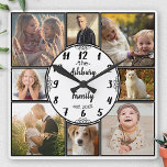 Horloge Carrée Family Photo Collage 8 Instagram Picture Oval<br><div class="desc">This elegant, modern family photo collage square clock is easy to personalize with 8 square photos and your name in the oval center. The design space is set up to include 4 Instagram-Style large and 4 small ones. Tous text can be altered using the easy templates. Each photo veut automatically...</div>