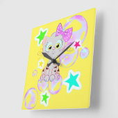 Horloge Carrée Fan Kitten (Angle)