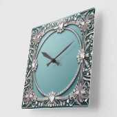 Horloge Carrée Fancy Blue Jeweled Look (Angle)