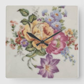 Horloge Carrée Fantaisie florale (Recto)