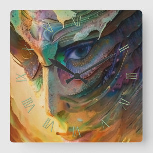 Horloge Carrée Fantastique portrait de femme