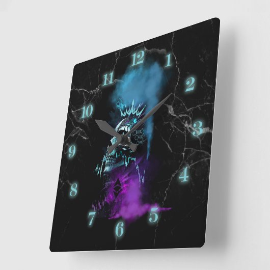 Horloge Carrée Fantasy Design | Cryptocurrency | Ethereum Marble  (Angle)