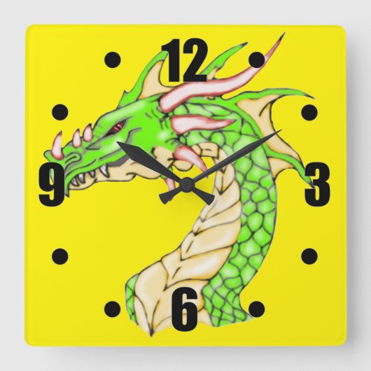 Horloge Carrée Fantasy dragon Wall Clock (Recto)