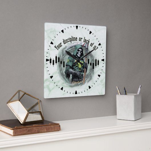 Horloge Carrée Fantasy trade design | Grim Reaper | motivation (Bureau)