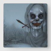 Horloge Carrée Fantôme Déplaisant Éffrayant (Recto)