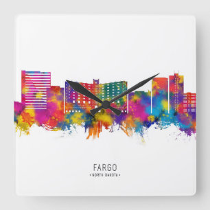 Horloge Carrée Fargo North Dakota Skyline