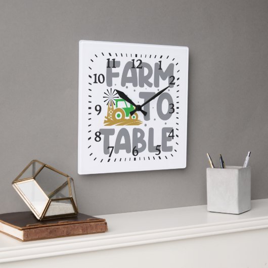 Horloge Carrée Farm to Table Tractor Windmill (Bureau)