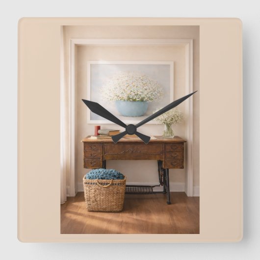 Horloge Carrée Farmhouse “Home Is Where Love Is” Rustic Decor (Recto)