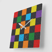 Horloge Carrée Fashion Rainbow LGBTQ Monogram (Angle)