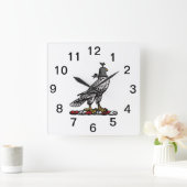 Horloge Carrée Faucon de chasse héraldique portant le casque C (Maison)
