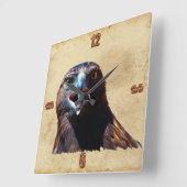 Horloge Carrée Faune chauve juvénile d'attitude d'Eagle (Angle)