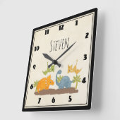 Horloge Carrée Faune sauvage de Cute Dinosaure (Angle)