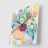 Horloge Carrée Fauvist Floral II (Angle)