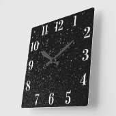 Horloge Carrée Faux Black Parties scintillant Moderne Elégant Bla (Angle)