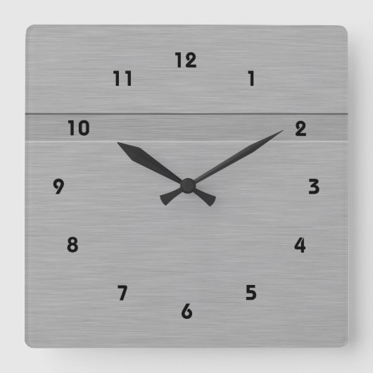 Horloge Carrée Faux brossé métal avec Groove (Recto)