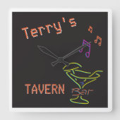 Horloge Carrée Faux Neon Sign Personalized (Recto)