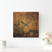 Horloge Carrée Faux Rusty Cracked Metal (Maison)