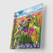 Horloge Carrée Fawn Birds (Angle)