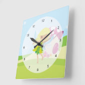 Horloge Carrée Fée girly mignonne (Angle)