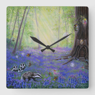 Horloge Carrée Fées Bluebell Spring