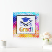 Horloge Carrée Félicitations Couleurs Grad, Amusants (Maison)