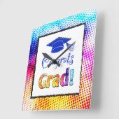 Horloge Carrée Félicitations Couleurs Grad, Amusants (Angle)