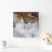 Horloge Carrée (Feline Fancy) Contemplation Kitty : Photo Cat (Maison)