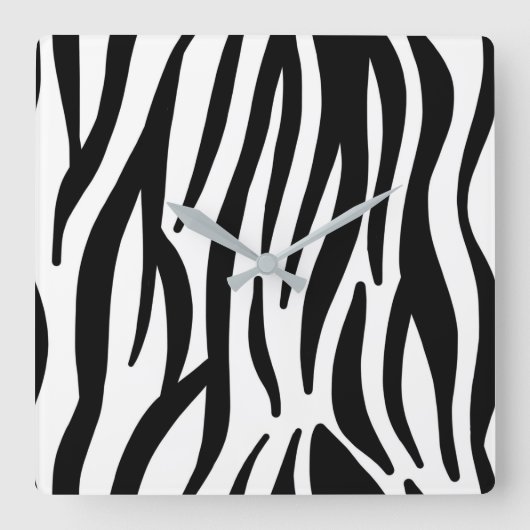 Horloge Carrée féminin chic stylé noir blanc impression zèbre (Recto)