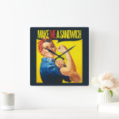 Horloge Carrée Feminist Make me Sandwich (Maison)