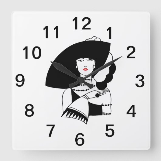 Horloge Carrée Femme Art Déco En Gros Gants Casquettes RL (Recto)