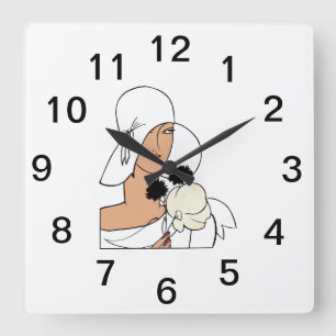 Horloge Carrée Femme Art Déco Vintage avec Fleurs Portant un Chap
