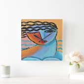 Horloge Carrée Femme au bord de la mer (Maison)