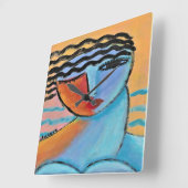 Horloge Carrée Femme au bord de la mer (Angle)