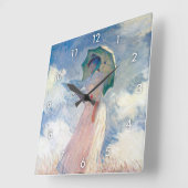 Horloge Carrée Femme avec Parasol, Monet (Angle)