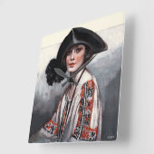 Horloge Carrée Femme en blouse brodée (Angle)