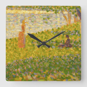 Horloge Carrée Femmes de Georges Pierre Seurat   sur la berge, s