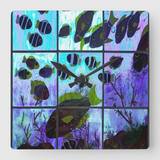 Horloge Carrée Fenêtre sur l'océan (Recto)