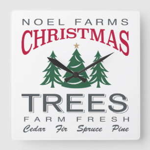 HORLOGE CARRÉE FERME D'ARBRES DE NOËL