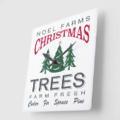 HORLOGE CARRÉE FERME D'ARBRES DE NOËL (Angle)