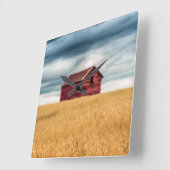 Horloge Carrée Fermes | Vielle grange rouge (Angle)