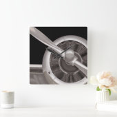 Horloge Carrée Fermeture du propulseur d'avion (Maison)