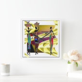 Horloge Carrée Festiva africaine (Maison)