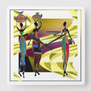 Horloge Carrée Festiva africaine