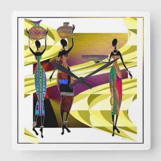 Horloge Carrée Festiva africaine (Recto)