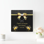 Horloge Carrée Fête d'Anniversaire Glamour Elegance (Maison)