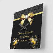 Horloge Carrée Fête d'Anniversaire Glamour Elegance (Angle)