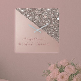Horloge Carrée Fête de mariage élégante en or rose