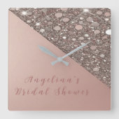 Horloge Carrée Fête de Mariage Élégante Rose Gold (Recto)