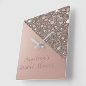 Horloge Carrée Fête de Mariage Élégante Rose Gold (Angle)